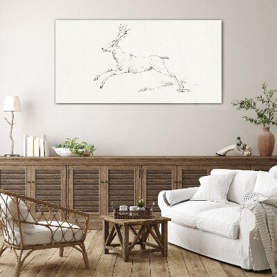Glasbild Springender Hirsch auf weißem Hintergrund