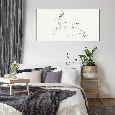 Glasbild Springender Hirsch auf weißem Hintergrund