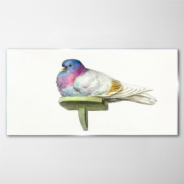 Glasbild Bunte Taube in Pastelltönen