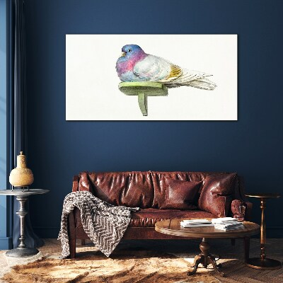 Glasbild Bunte Taube in Pastelltönen