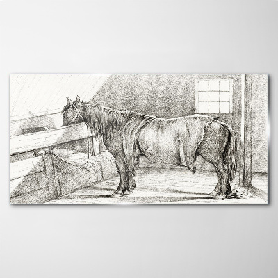 Glasbild Ein ruhiges Pferd im Stall