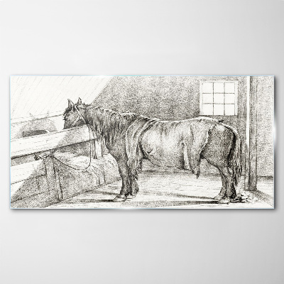 Glasbild Tierpferd zeichnen