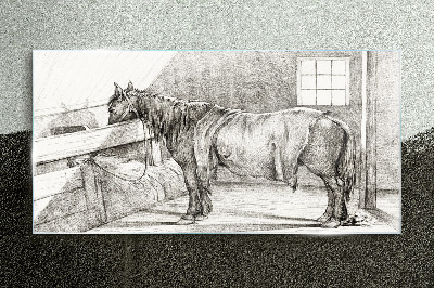 Glasbild Ein ruhiges Pferd im Stall