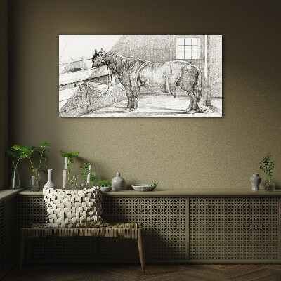 Glasbild Ein ruhiges Pferd im Stall