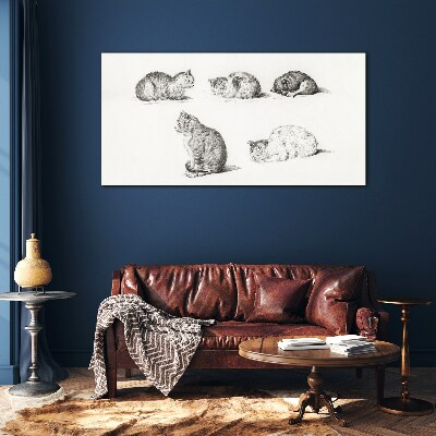 Glasbild Verschiedene Haltungen von Katzen