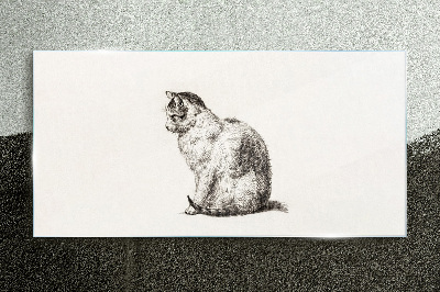 Glasbild Sitzende Katze im monochromen Stil