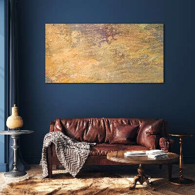 Glasbild Goldene Reflexionen in einer abstrakten Landschaft