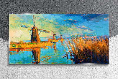 Bild auf glas Mühlen am Wasser