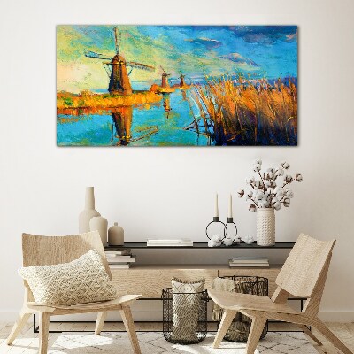 Bild auf glas Mühlen am Wasser