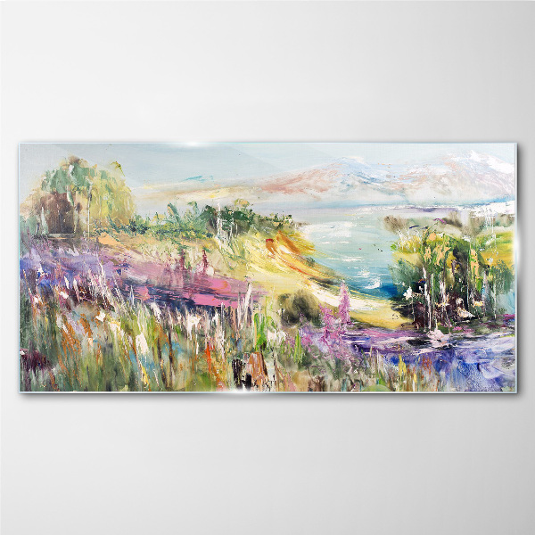 Glasbild Farbenfrohe Küstenlandschaft