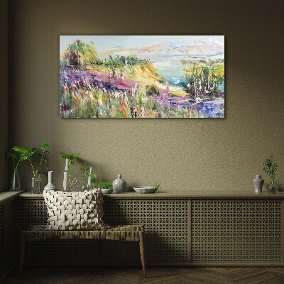 Glasbild Farbenfrohe Küstenlandschaft