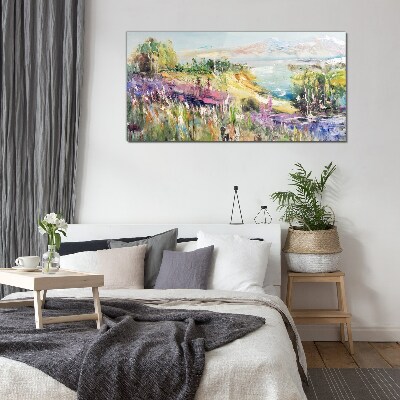 Glasbild Farbenfrohe Küstenlandschaft