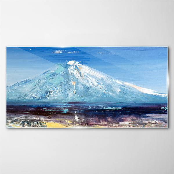 Glasbild Berg in Blau