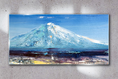 Glasbild Berg in Blau