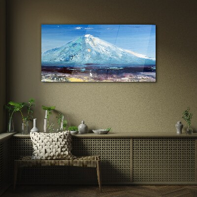 Glasbild Berg in Blau