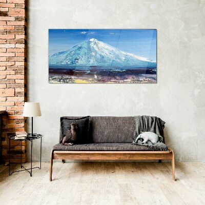 Glasbild Berg in Blau