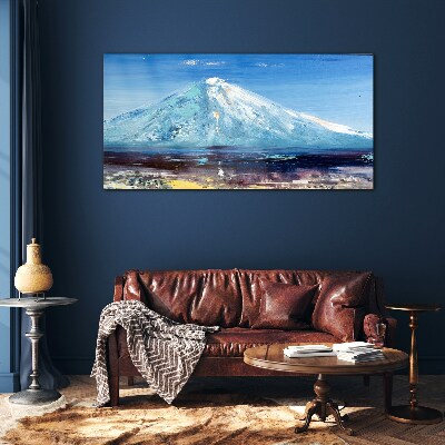 Glasbild Berg in Blau