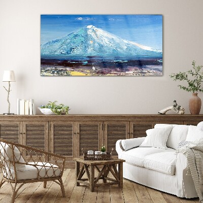 Glasbild Berg in Blau