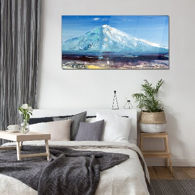 Glasbild Berg in Blau