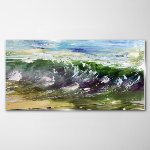 Glasbild Eine Welle in den Farben der Natur