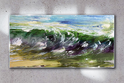 Glasbild Eine Welle in den Farben der Natur