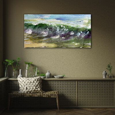 Glasbild Eine Welle in den Farben der Natur