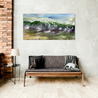 Glasbild Eine Welle in den Farben der Natur
