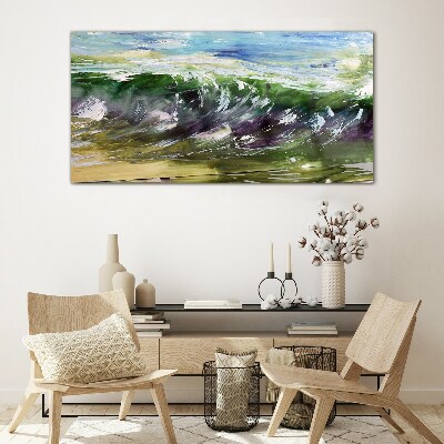 Glasbild Eine Welle in den Farben der Natur