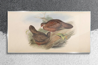 Glasbild Zwei Vögel auf einem Ast