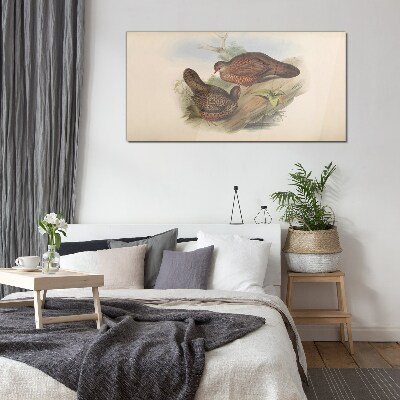 Glasbild Zwei Vögel auf einem Ast