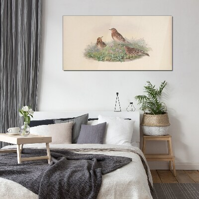 Bild auf glas drucken Vögel auf einem Hintergrund aus Blumen