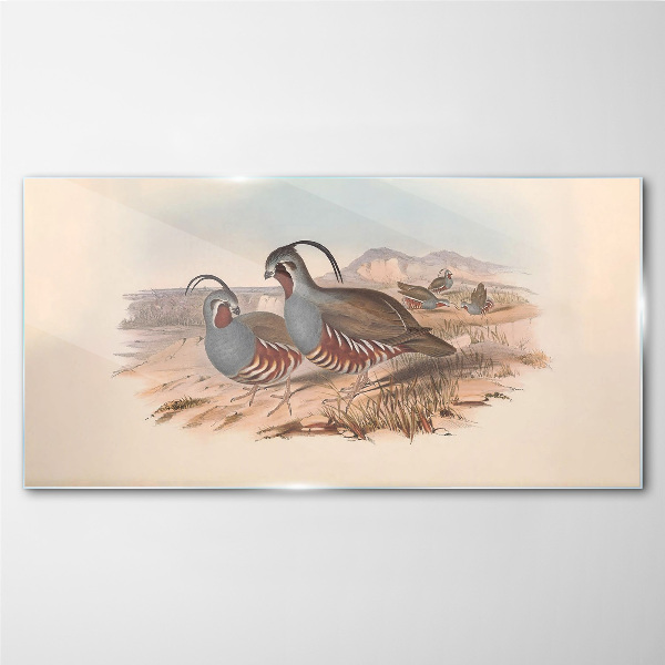 Glasbild Vögel in der Landschaft