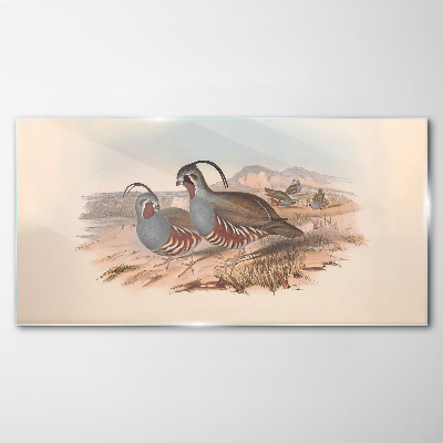 Glasbild Vögel in der Landschaft
