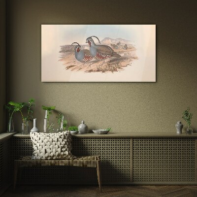 Glasbild Vögel in der Landschaft