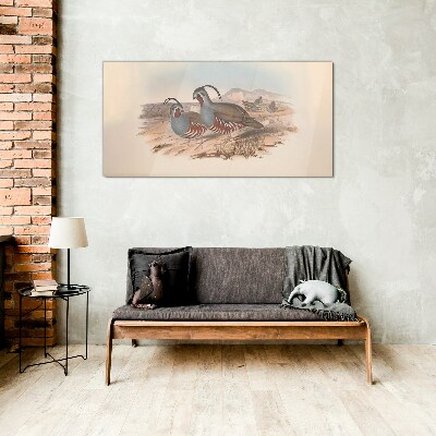 Glasbild Vögel in der Landschaft