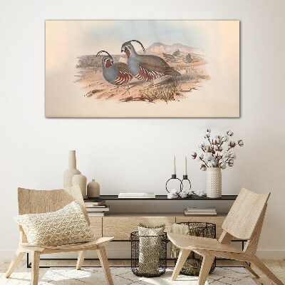 Glasbild Vögel in der Landschaft