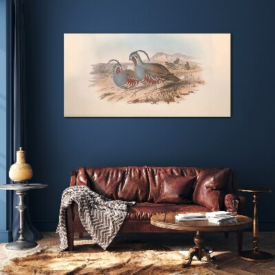Glasbild Vögel in der Landschaft