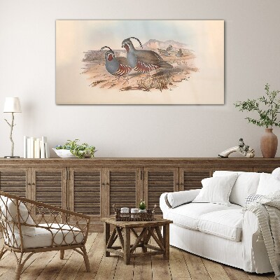 Glasbild Vögel in der Landschaft