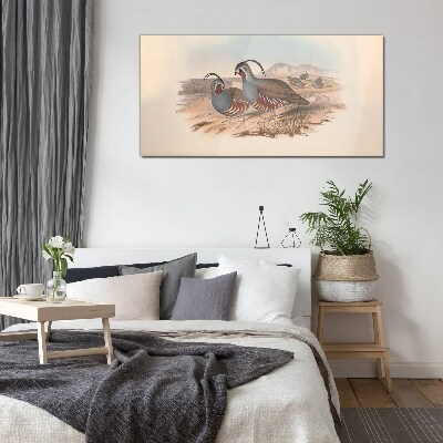 Glasbild Vögel in der Landschaft