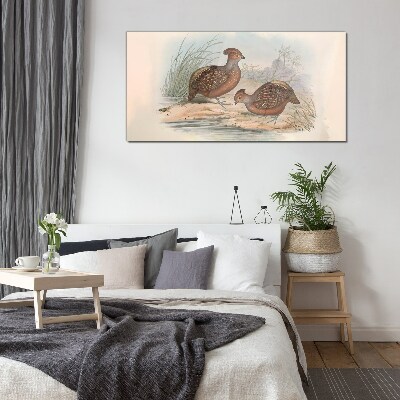 Glasbild Eine friedliche Landschaft mit Vögeln