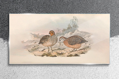 Glas bild Ein Vogelpaar auf zartem Hintergrund
