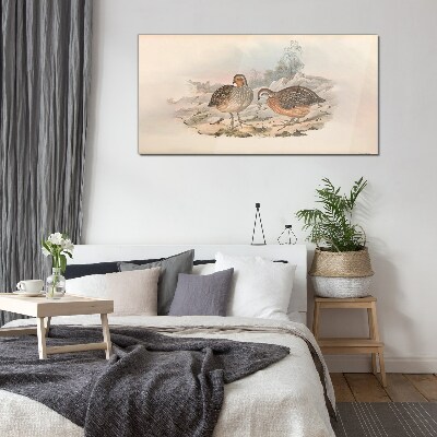 Glas bild Ein Vogelpaar auf zartem Hintergrund