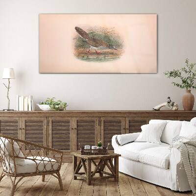 Glasbild Ein Vogel über dem Wasser