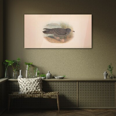 Glasbild Ein Vogel am Wasserrand