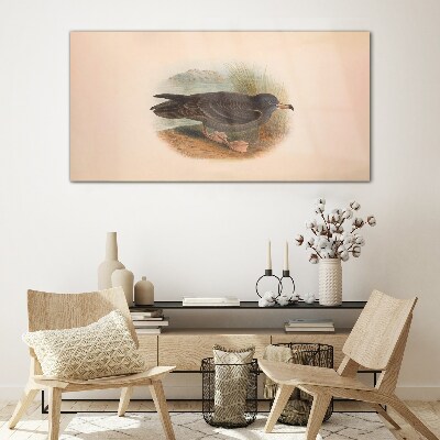 Glasbild Ein Vogel am Wasserrand