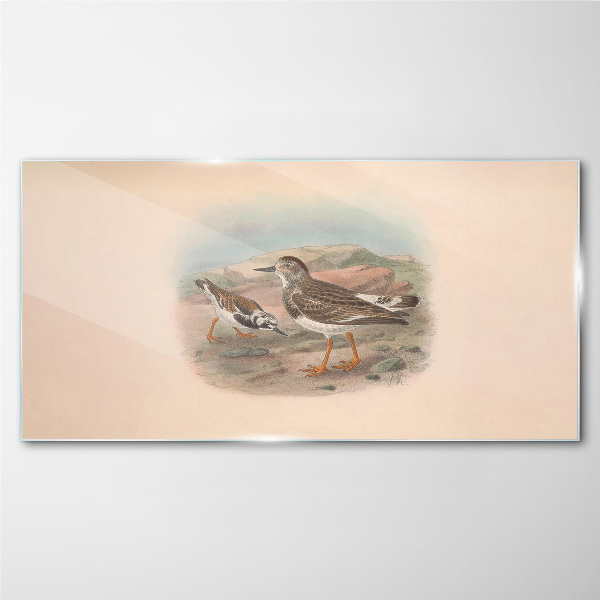 Glas bild Vögel in einer Wüstenlandschaft