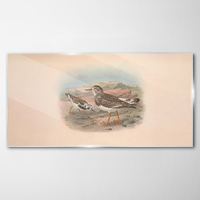 Glas bild Vögel in einer Wüstenlandschaft