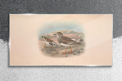 Glas bild Vögel in einer Wüstenlandschaft