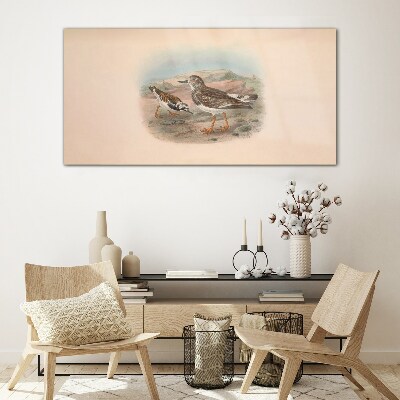 Glas bild Vögel in einer Wüstenlandschaft