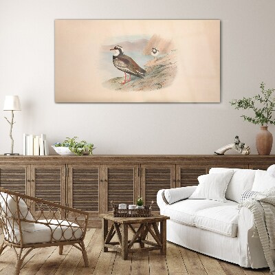 Glasbild Vögel über dem Wasser